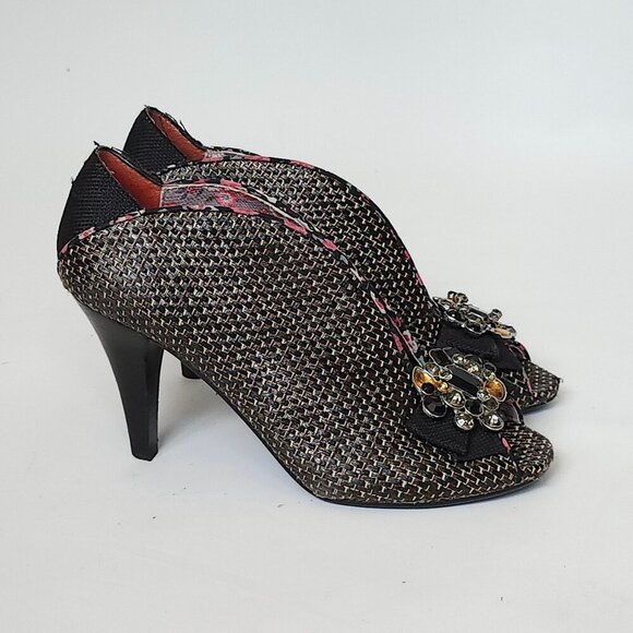 BLACK RED ALERT Poetic License Peep Toe Shoes Women's Size 7.5 - Picture 10 of 12